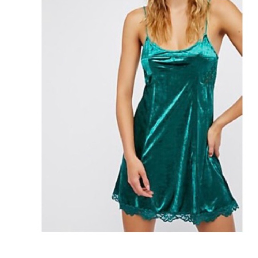 Teal Velvet Free People slip dress